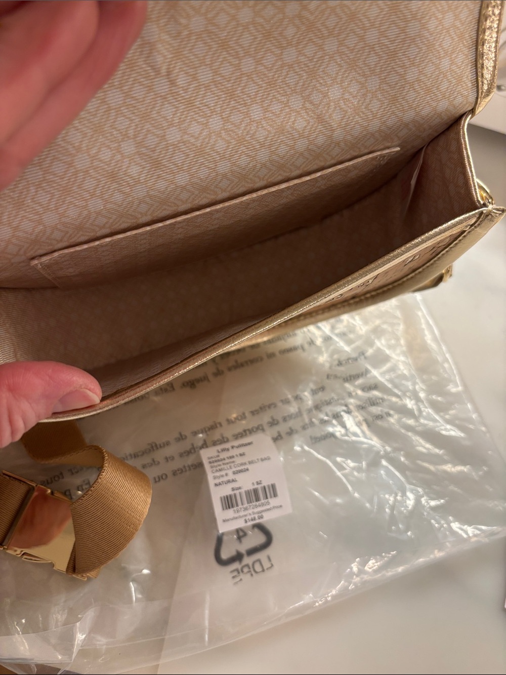 Lilly Pulitzer NWT Camille Cork Belt Bag color Natural - Picture 8 of 9